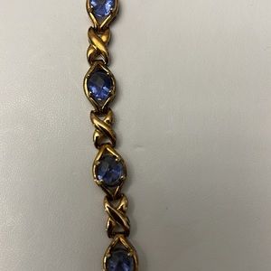 Blue Tourmaline “Kisses” Bracelet with Gold Vermeil